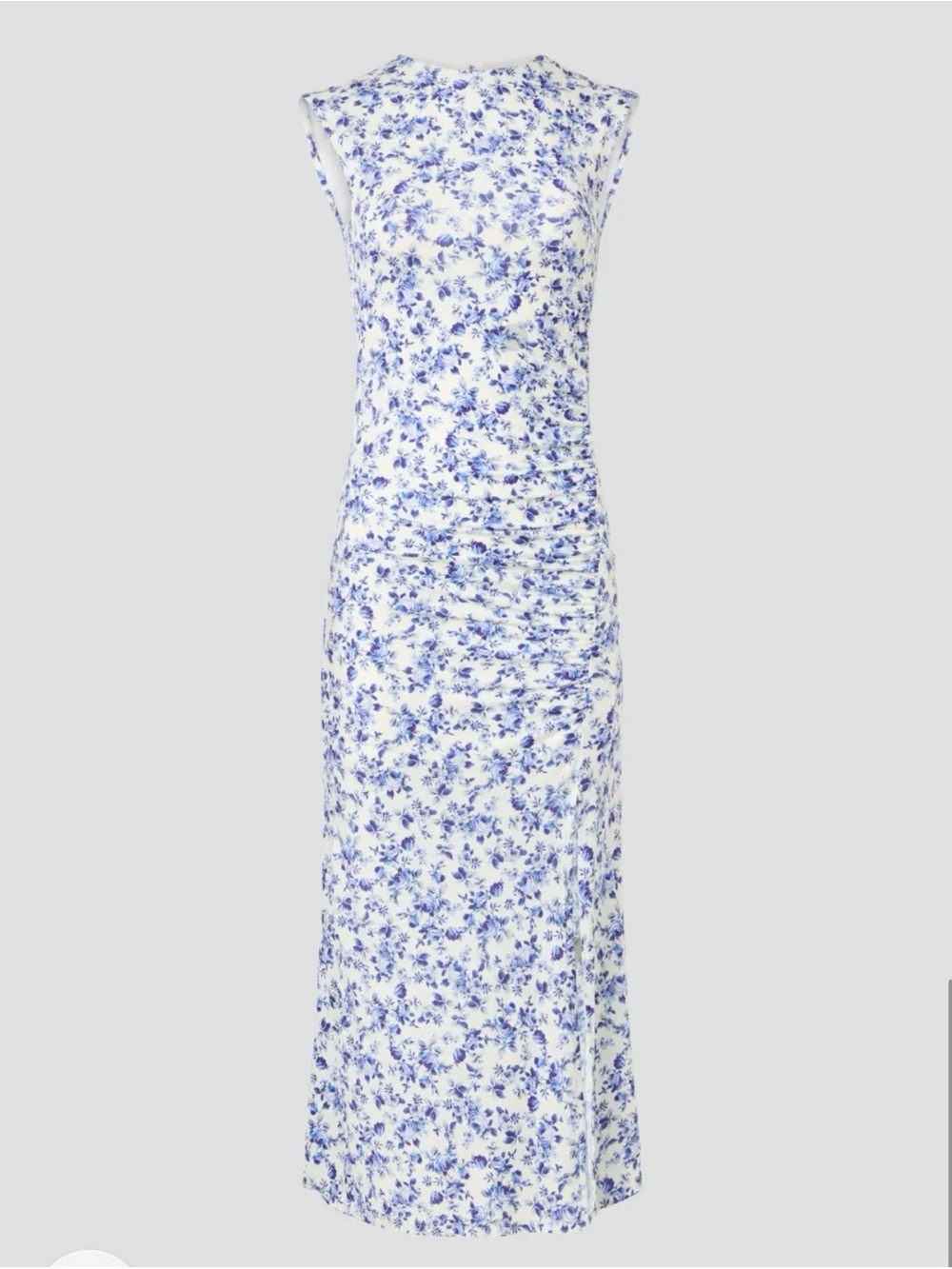 Maje White and Blue Floral Sleeveless Maxi Dress